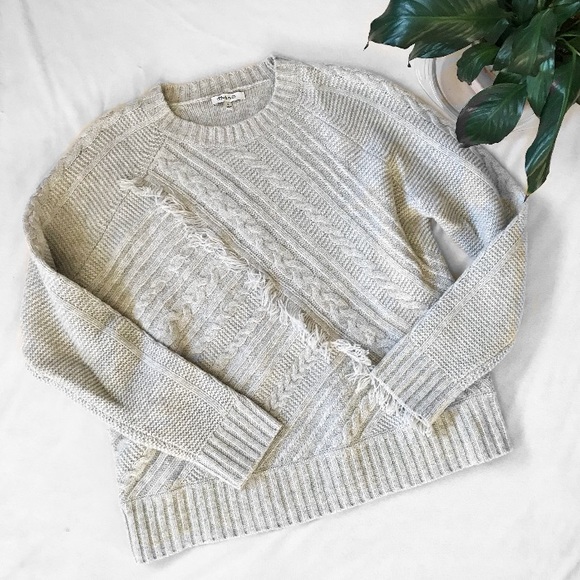Madewell Sweaters - NWOT Madewell Gray Merino Wool Fringe Sweater